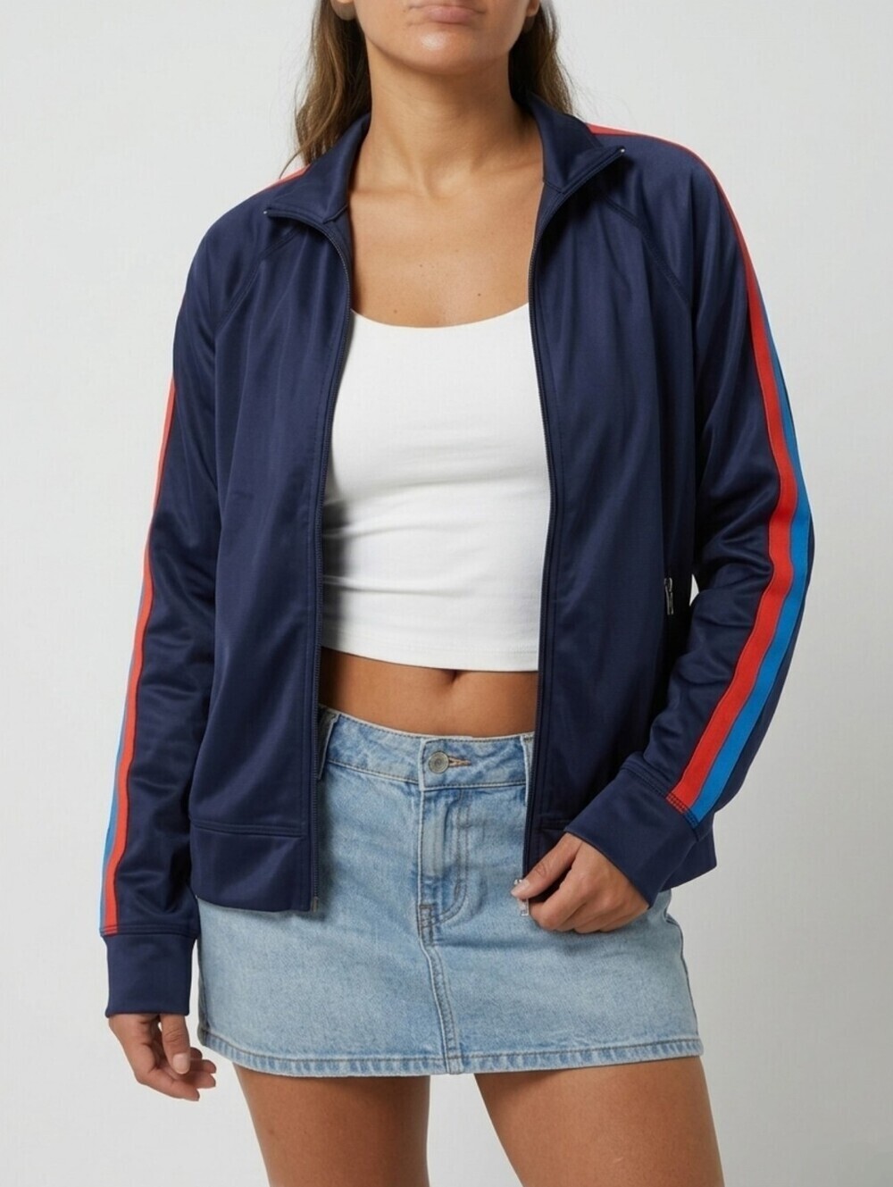 NWT Bandier x KULE Billie Track Jacket 70s Retro Stripe Athleisure